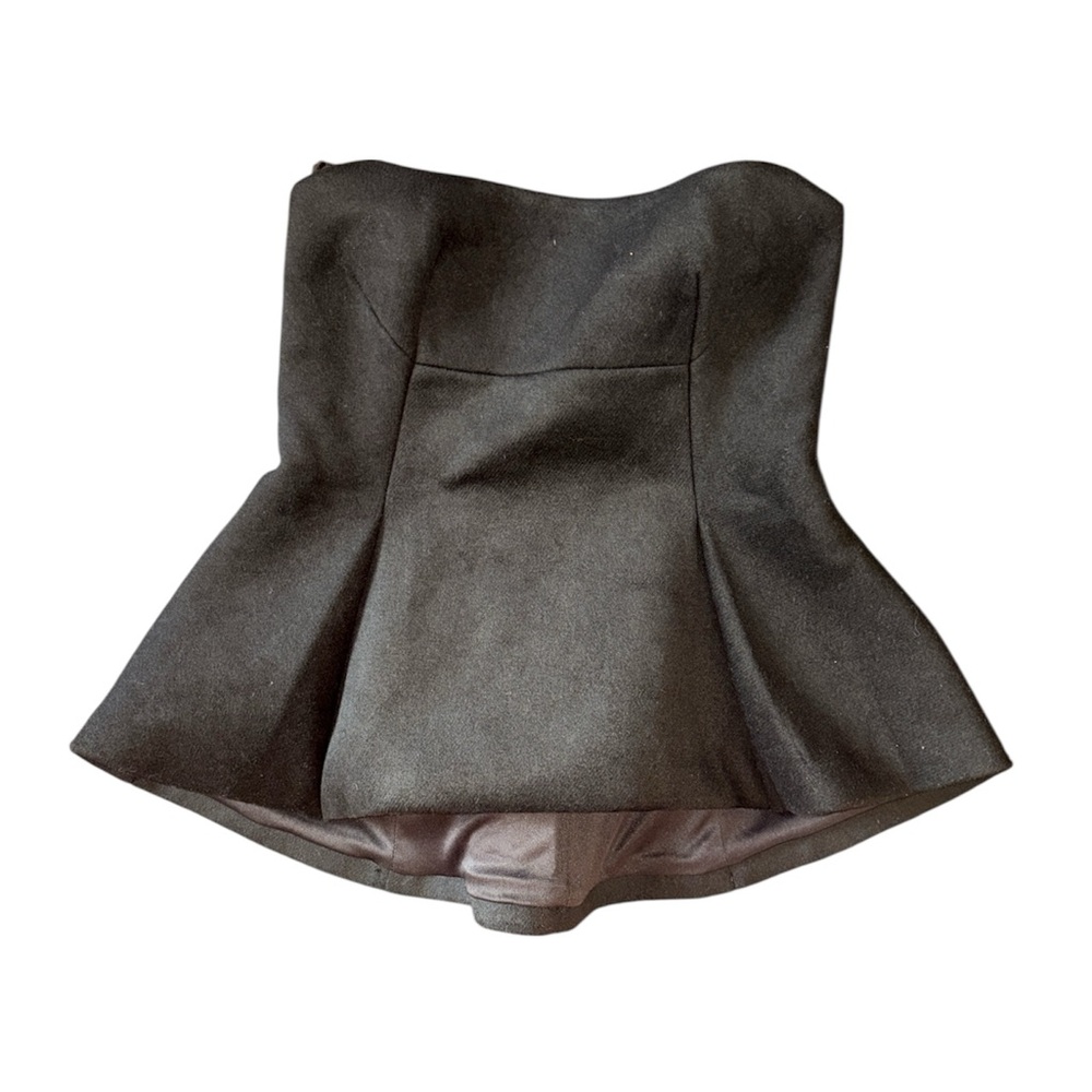 Black Strapless Peplem Top flared new small